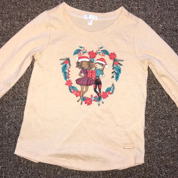 New CHRISTMAS TAHARI long sleeved girls cotton tee Size 3T - Picture 1 of 4